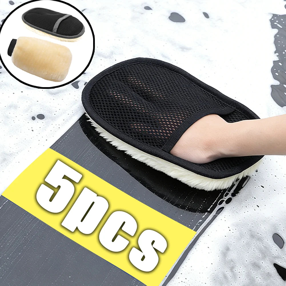 1-5Pcs Premium Plush Car Wash Gloves Soft Non-Scratch Car Cleaning Mitt Reusable Motorcycle Truck Auto Dusting Gloves